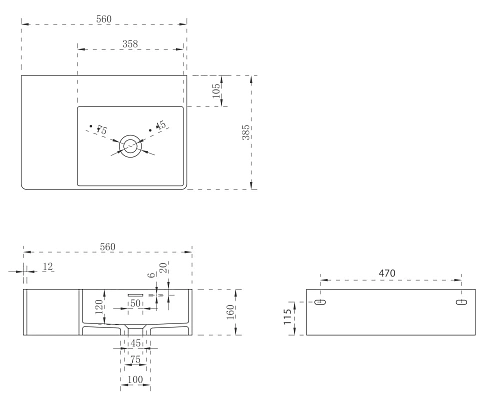 Раковина ABBER Stein AS2644 R подвесная, белая матовая Раковина ABBER Stein AS2644 R подвесная, белая матовая