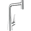 Смеситель для кухни Hansgrohe Metris Select M71 320, Eco, с вытяжным изливом, 1jet 14786000, хром