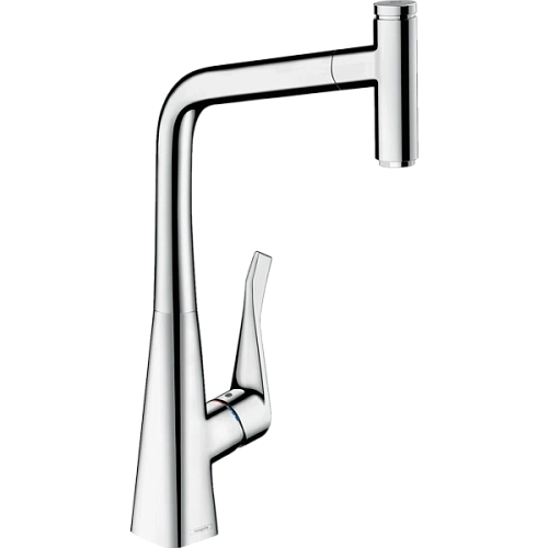 Смеситель для кухни Hansgrohe Metris Select M71 320, Eco, с вытяжным изливом, 1jet 14786000, хром Смеситель для кухни Hansgrohe Metris Select M71 320, Eco, с вытяжным изливом, 1jet 14786000, хром