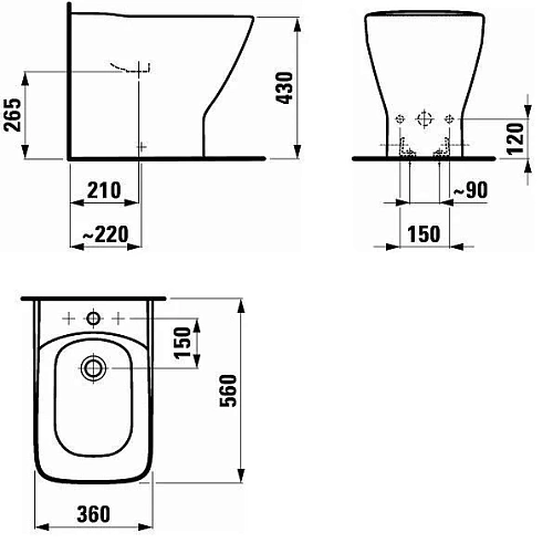Биде напольное Laufen Palace New 3270.1 (8.3270.1.000.302.1) Биде напольное Laufen Palace New 3270.1 (8.3270.1.000.302.1)