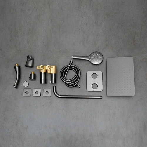 Душевая система Lemark Bronx LM3742GM термостатическая, встраиваемая, графит Душевая система Lemark Bronx LM3742GM термостатическая, встраиваемая, графит