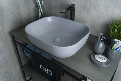 Раковина Gid Gm1302 53336 накладная серая матовая 50x40x14 Раковина Gid Gm1302 53336 накладная серая матовая 50x40x14