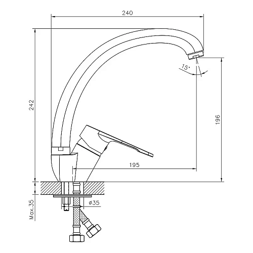 Смеситель для кухни DECOROOM DR23021 с высоким повортным изливом Смеситель для кухни DECOROOM DR23021 с высоким повортным изливом
