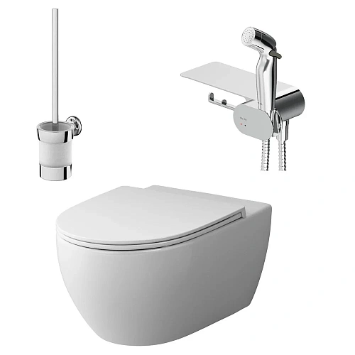 Унитаз подвесной AM.PM Awe CK11H0504W в наборе с гигиеническим душем с сиденьем Унитаз подвесной AM.PM Awe CK11H0504W в наборе с гигиеническим душем с сиденьем