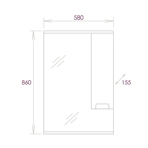 Зеркальный шкаф Onika ХАРПЕР 58.01 белый матовый правый 205847 Зеркальный шкаф Onika ХАРПЕР 58.01 белый матовый правый 205847