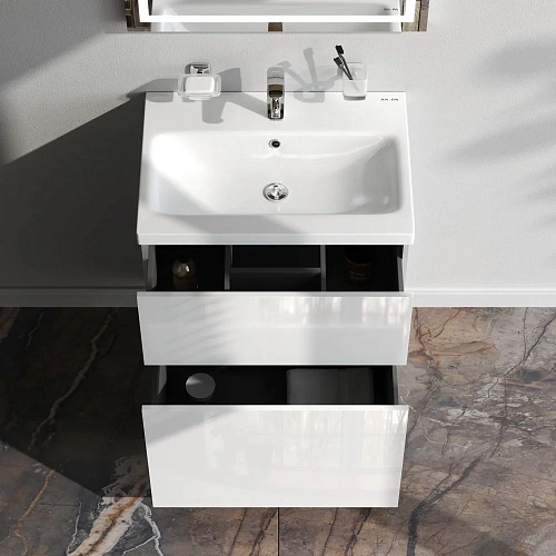 Тумба под раковину AM.PM Gem M90FSX06022WG32 напольная, 60 см push-to-open, белый Тумба под раковину AM.PM Gem M90FSX06022WG32 напольная, 60 см push-to-open, белый