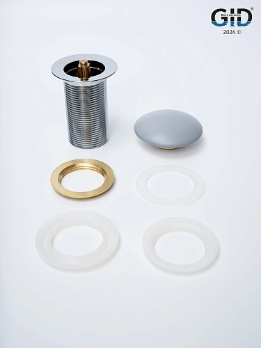 Донный клапан Gid без перелива Gmh100 74401K серый матовый 7x7x10 Донный клапан Gid без перелива Gmh100 74401K серый матовый 7x7x10