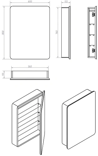 Зеркальный шкаф ART&MAX PLATINO AM-Pla-600-800-1D-R-DS-F с подсветкой Зеркальный шкаф ART&MAX PLATINO AM-Pla-600-800-1D-R-DS-F с подсветкой