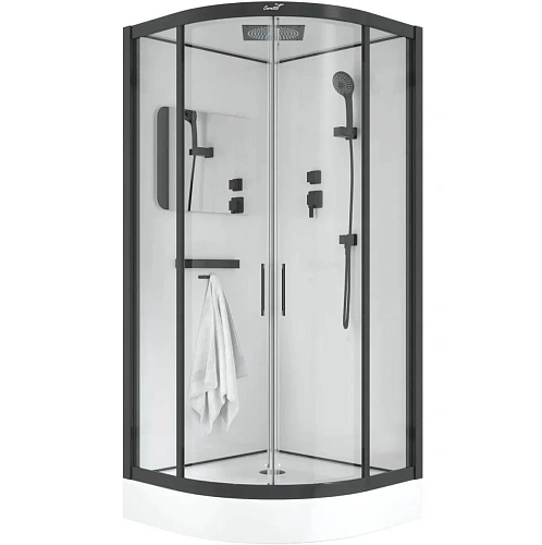 Душевая кабина Ceruttispa VIVA91B 100x100x215 профиль черный, стекло прозрачное Душевая кабина Ceruttispa VIVA91B 100x100x215 профиль черный, стекло прозрачное