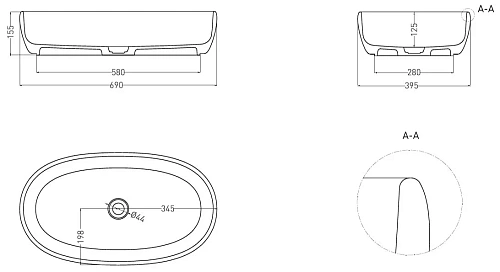 Раковина Salini LUCE 110721M 690x395 накладная S-Stone Раковина Salini LUCE 110721M 690x395 накладная S-Stone