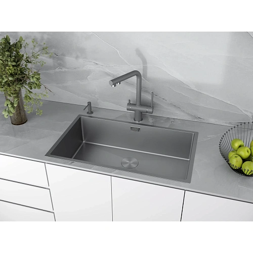 Кухонная мойка Paulmark NEXT 74 UNI, PM217444-MG, матовый серый, 740х440мм 1,2мм Кухонная мойка Paulmark NEXT 74 UNI, PM217444-MG, матовый серый, 740х440мм 1,2мм