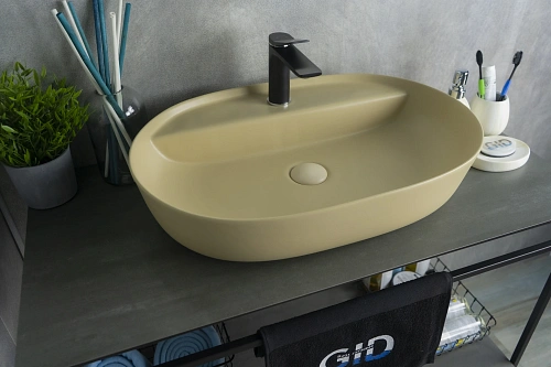 Раковина Gid Sr1346 53343 накладная светло-коричневая матовая 61x41x14 Раковина Gid Sr1346 53343 накладная светло-коричневая матовая 61x41x14