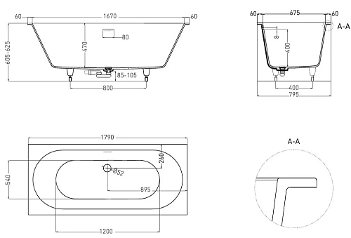 Ванна из искусственного камня Salini ORNELLA AXIS KIT 180x80 103521M S-Stone Ванна из искусственного камня Salini ORNELLA AXIS KIT 180x80 103521M S-Stone