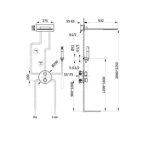Душевая система Vincea VSFW-104TCH термостатический встраиваемая, хром Душевая система Vincea VSFW-104TCH термостатический встраиваемая, хром