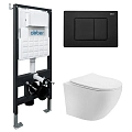 Комплект унитаза ABBER Bequem AC1100T белый с инсталляцией AC0105 и кнопкой AC0120MB черный матовый Комплект унитаза ABBER Bequem AC1100T белый с инсталляцией AC0105 и кнопкой AC0120MB черный матовый