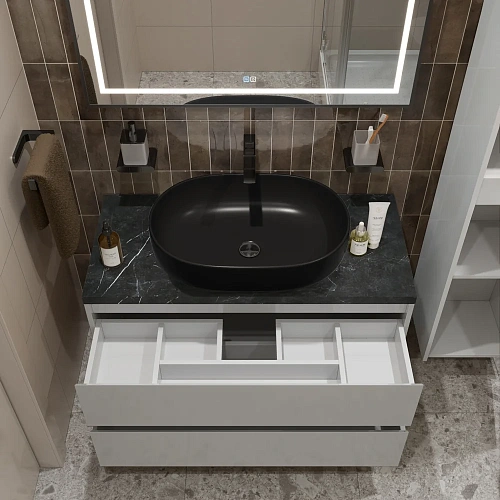 Тумба со столешницей и раковиной BelBagno KRAFT 100 kraft100bo-kepmno-1084h301-set подвесная KRAFT100BO-KEPMNO-1084H301-SET Тумба со столешницей и раковиной BelBagno KRAFT 100 kraft100bo-kepmno-1084h301-set подвесная KRAFT100BO-KEPMNO-1084H301-SET