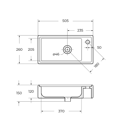 Раковина BelBagno 7045-KL, 500x277x150 Раковина BelBagno 7045-KL, 500x277x150