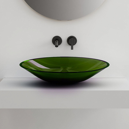 Раковина ABBER Kristall AT2812Emerald прозрачная, накладная, зеленая
