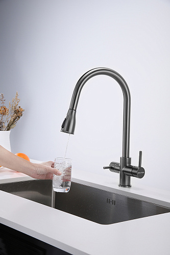 Смеситель для кухни Paulmark Lange вороненая сталь La214212-GM Смеситель для кухни Paulmark Lange вороненая сталь La214212-GM