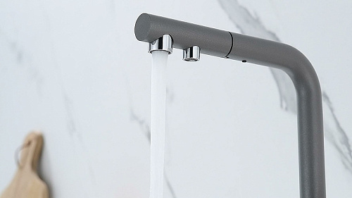 Смеситель для кухни Paulmark SERPENTINE серый металлик Se213222-GRM Смеситель для кухни Paulmark SERPENTINE серый металлик Se213222-GRM