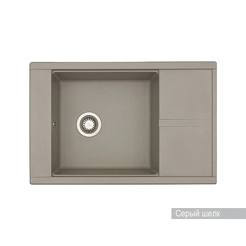 Кухонная мойка Aquaton Делия 78 1A715132DE250 из литого мрамора, прямоугольная, с крылом серый шелк Кухонная мойка Aquaton Делия 78 1A715132DE250 из литого мрамора, прямоугольная, с крылом серый шелк
