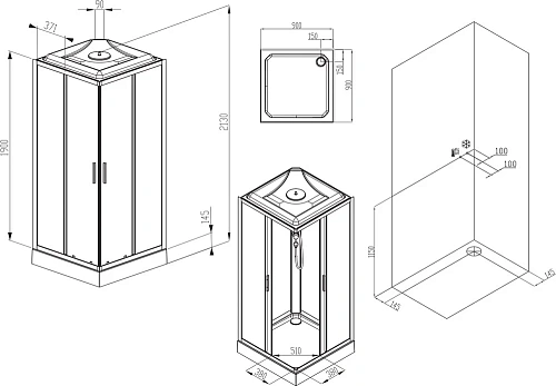 Душевая кабина STWORKI Кронборг by Damixa Кронборг HWKC-403-090BT 90x90 564404 Душевая кабина STWORKI Кронборг by Damixa Кронборг HWKC-403-090BT 90x90 564404
