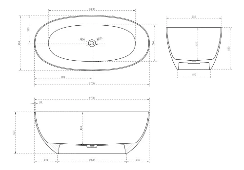 Ванна отдельностоящая ABBER AK9001-1.7 170x75 универсальная, черная, карбоновая Ванна отдельностоящая ABBER AK9001-1.7 170x75 универсальная, черная, карбоновая