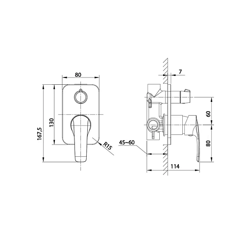 Смеситель для душа IDDIS Ray (RAYSB00i67) с двумя выходами, встраиваемый Смеситель для душа IDDIS Ray (RAYSB00i67) с двумя выходами, встраиваемый