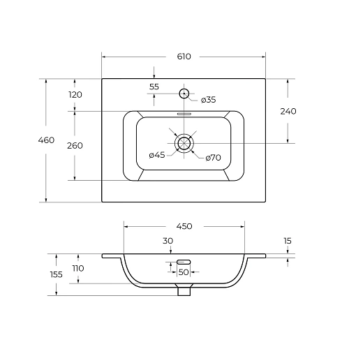 Раковина CEZARES CZR-8073-60 белый 610x460 керамика Раковина CEZARES CZR-8073-60 белый 610x460 керамика