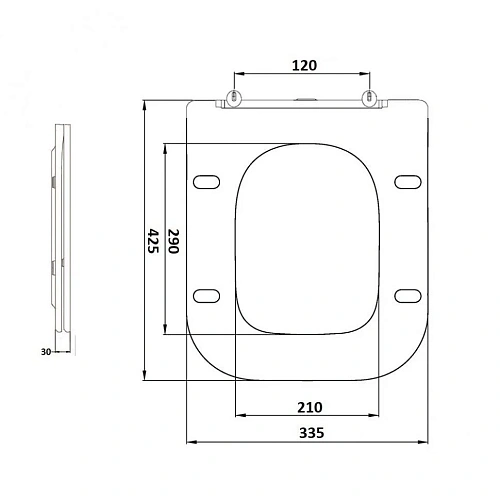 Унитаз приставной CeramaLux 215D белый с крышкой микролифт Унитаз приставной CeramaLux 215D белый с крышкой микролифт