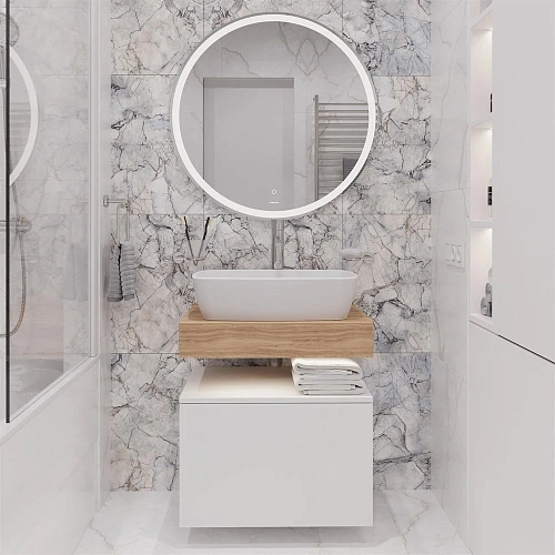 Комплект мебели STWORKI Ольборг 60 столешница дуб французский, без отверстий, с тумбой 60, с раковин 536112 Комплект мебели STWORKI Ольборг 60 столешница дуб французский, без отверстий, с тумбой 60, с раковин 536112