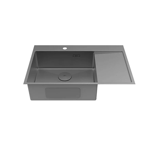 Кухонная мойка Lemark KEZADRA 780L из нержавеющей стали, с крылом (чаша слева), графит 9936151 Кухонная мойка Lemark KEZADRA 780L из нержавеющей стали, с крылом (чаша слева), графит 9936151