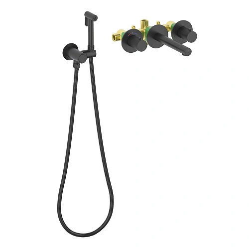 Смеситель для раковины Timo Saona 2383/03SM встраиваемый с термостатом, с гигиеническим душем черный Смеситель для раковины Timo Saona 2383/03SM встраиваемый с термостатом, с гигиеническим душем черный