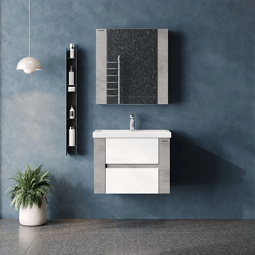 Тумба под раковину Onika Стоун 70 см 107066 подвесная, белая/ателье светлое (для Фостер 70) Тумба под раковину Onika Стоун 70 см 107066 подвесная, белая/ателье светлое (для Фостер 70)