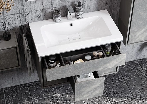 Тумба под раковину Aquaton Уэльс 80 авеллино грей, темный шоколад 1A214101WAC30 Тумба под раковину Aquaton Уэльс 80 авеллино грей, темный шоколад 1A214101WAC30