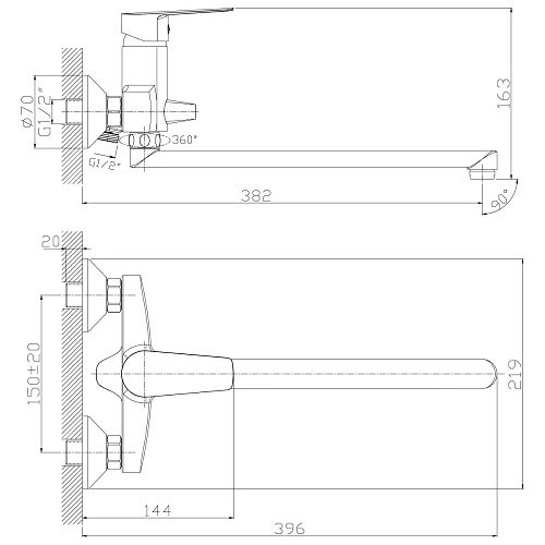 Смеситель для ванны Rossinka S35-33 универсальный Смеситель для ванны Rossinka S35-33 универсальный
