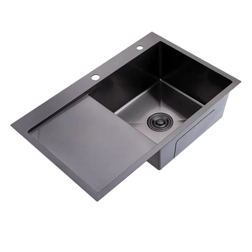 Кухонная мойка Splenka S704.7850.09 с крылом из нержавеющей стали в базу от 50см чаша справа, графит Кухонная мойка Splenka S704.7850.09 с крылом из нержавеющей стали в базу от 50см чаша справа, графит