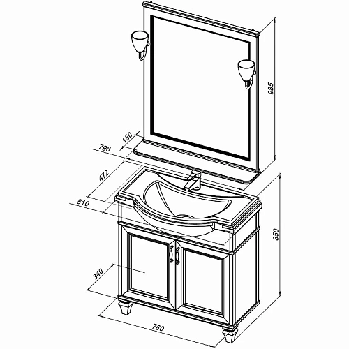 Комплект мебели Aquanet Валенса New (Классик) 80 белый 00273554 Комплект мебели Aquanet Валенса New (Классик) 80 белый 00273554