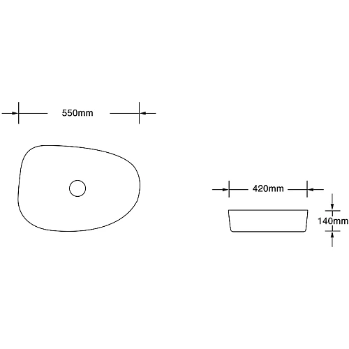 Раковина Ceruttispa CR0044C 550х420х140 накладная, белая, асимметричная Раковина Ceruttispa CR0044C 550х420х140 накладная, белая, асимметричная