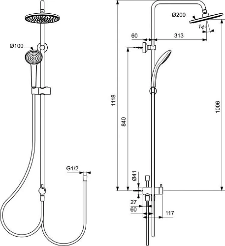 Душевая система Ideal Standard IDEALRAIN BC747XG Душевая система Ideal Standard IDEALRAIN BC747XG