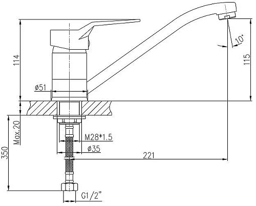 Смеситель для кухни Haiba HB4963, полированная сталь Смеситель для кухни Haiba HB4963, полированная сталь