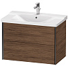 Картинка анонса товара «тумба под раковину duravit xviu xv41160b221 подвесная 81 см орех/черный»