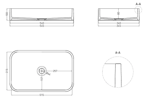Раковина Salini CALLISTA 01 1101204SM 540x345 накладная S-Stone Раковина Salini CALLISTA 01 1101204SM 540x345 накладная S-Stone