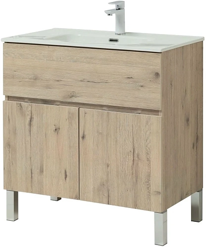 Тумба под раковину Aquanet Алвита New 80 1 ящик, 2 дверцы, дуб веллингтон белый 00277553 Тумба под раковину Aquanet Алвита New 80 1 ящик, 2 дверцы, дуб веллингтон белый 00277553