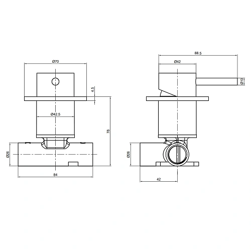 Смеситель для душа AQUAme Siena AQM8804BC встраиваемый, медь шлифованная Смеситель для душа AQUAme Siena AQM8804BC встраиваемый, медь шлифованная