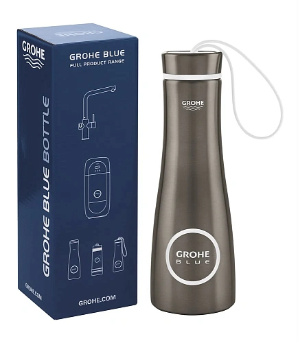 Бутылка для воды из нержавеющей стали GROHE Blue, темный графит матовый (40848AL0) Бутылка для воды из нержавеющей стали GROHE Blue, темный графит матовый (40848AL0)