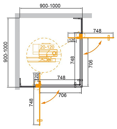 Душевой уголок CEZARES SLIDER-A-2-90/100-GRIGIO-BORO 90-100x90-100см стекло тонированное (графит), профиль брашированное золото Душевой уголок CEZARES SLIDER-A-2-90/100-GRIGIO-BORO 90-100x90-100см стекло тонированное (графит), профиль брашированное золото