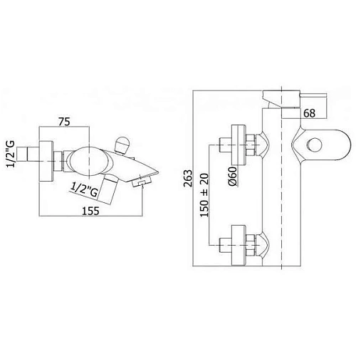 Смеситель для ванны Paffoni Berry BR022CR Смеситель для ванны Paffoni Berry BR022CR