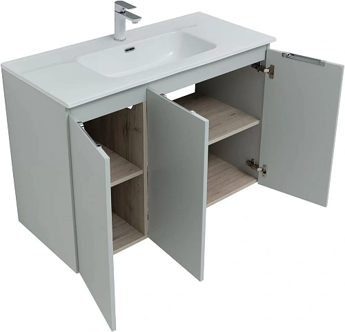 Тумба под раковину Aquanet Алвита New 100 3 дверцы, серый 00277532 Тумба под раковину Aquanet Алвита New 100 3 дверцы, серый 00277532