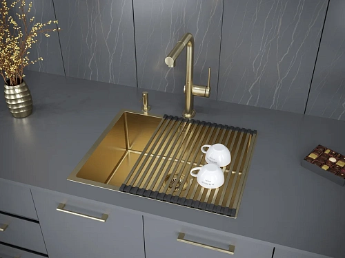 Кухонная мойка Paulmark NEXT 54 UNI, PM215444-BG, брашированное золото, 540х440мм 1,2мм Кухонная мойка Paulmark NEXT 54 UNI, PM215444-BG, брашированное золото, 540х440мм 1,2мм